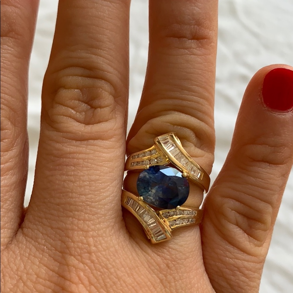 Oval Sapphire and Baguette Diamond Ring